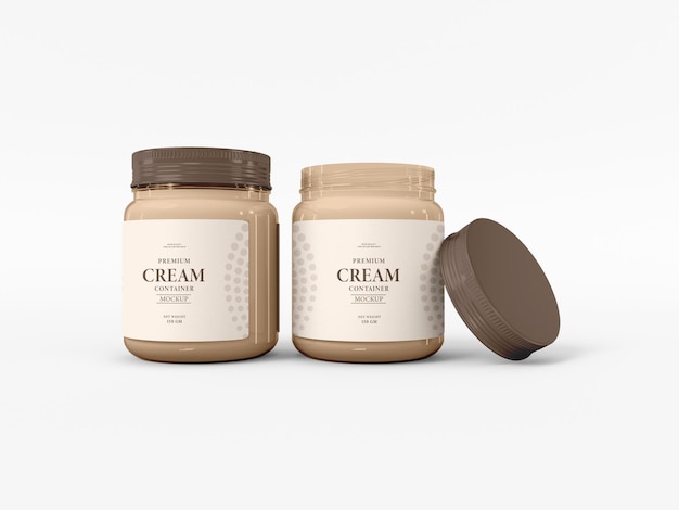 PSD transparent glass cream jar mockup