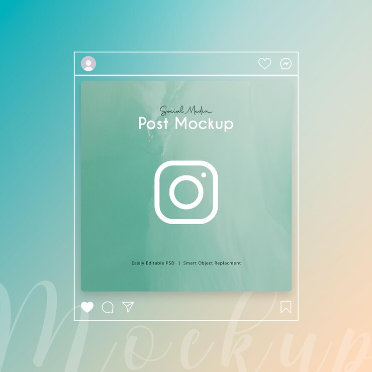 PSD 透明ガラスのインスタグラムソーシャルメディアポストモックアップ
