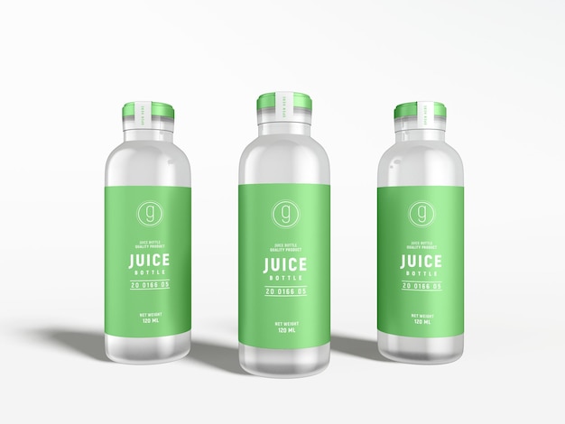 Transparent glass juice bottle branding mockup