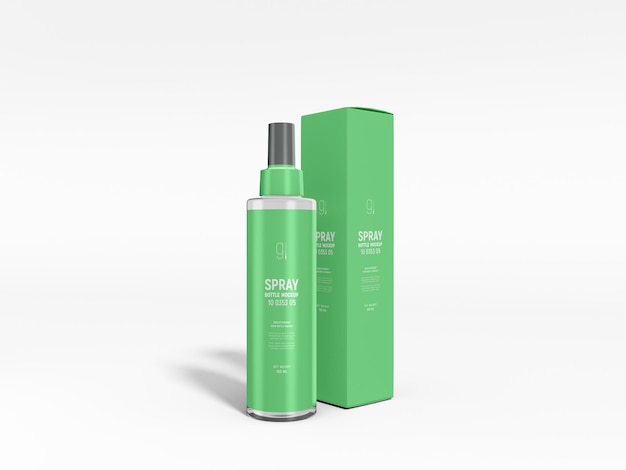 Mockup di marchio di bottiglia spray in vetro trasparente