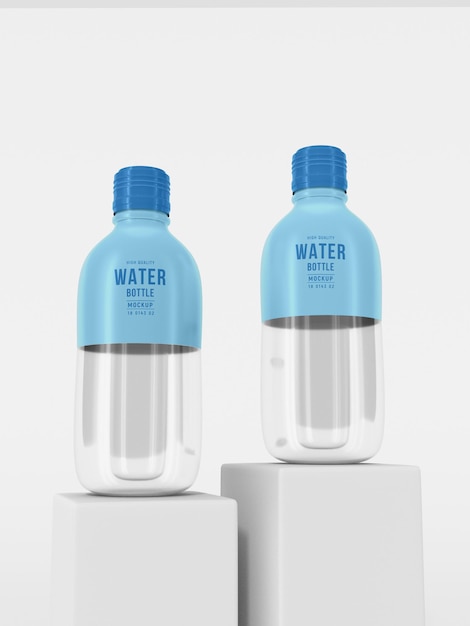 Transparent Glass Water Bottle Branding Mockup