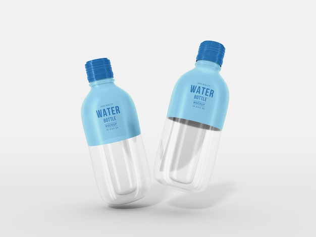 PSD transparent glass water bottle branding mockup