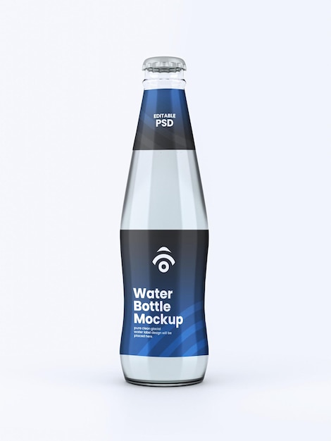 Transparent glass water bottle mockup