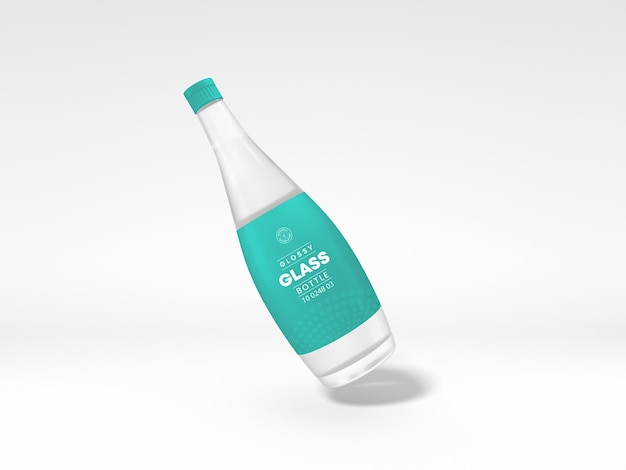 Transparent Glass Water Bottle Packaging Mockup