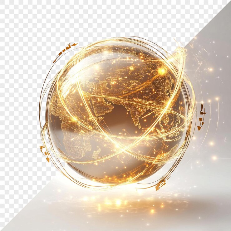 PSD a transparent globe with the word world on it