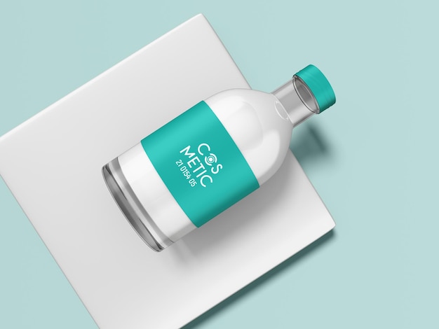 Transparent Glossy Glass Cosmetic Bottle Branding Mockup