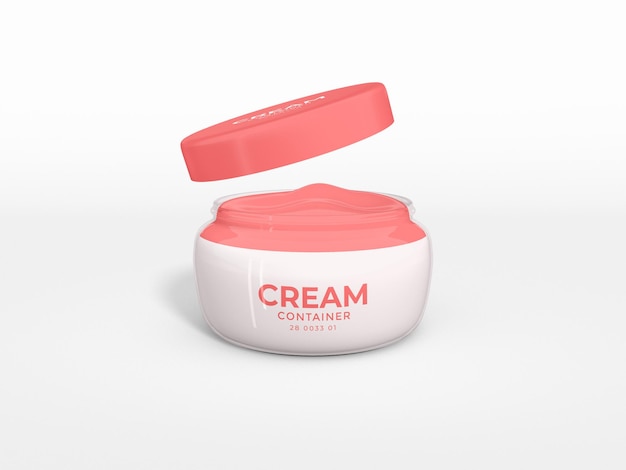 Transparent glossy glass cosmetic cream container branding mockup