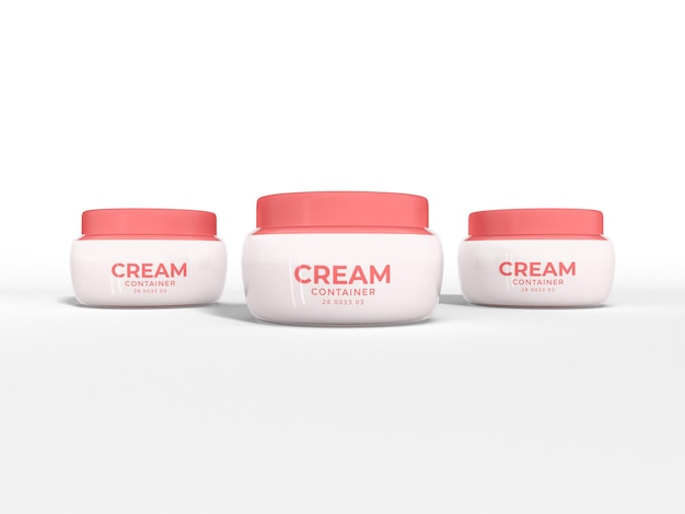 Transparent glossy glass cosmetic cream container branding mockup