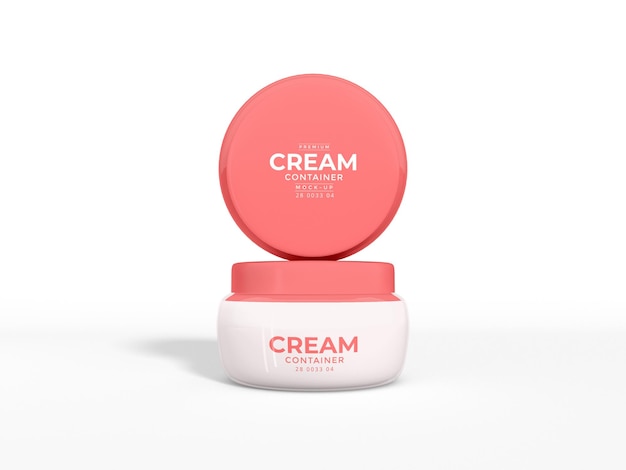 Mockup di branding del contenitore per crema cosmetica in vetro lucido trasparente