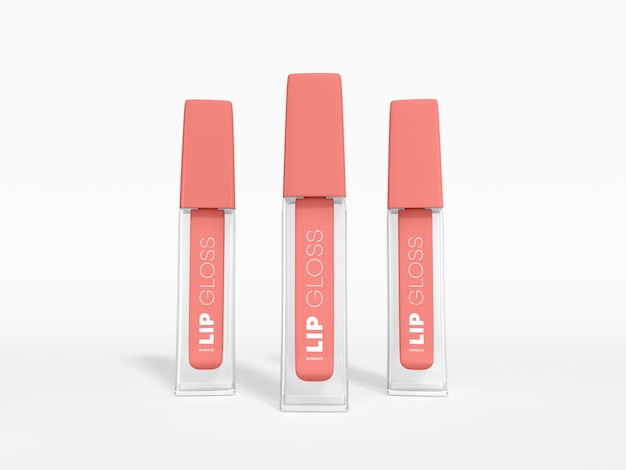 PSD transparent glossy plastic lip gloss packaging mockup