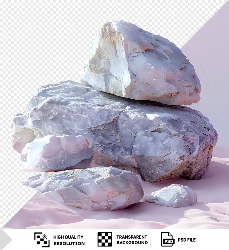 PSD transparent of grouted rocks and a white and gray sky in the desert
