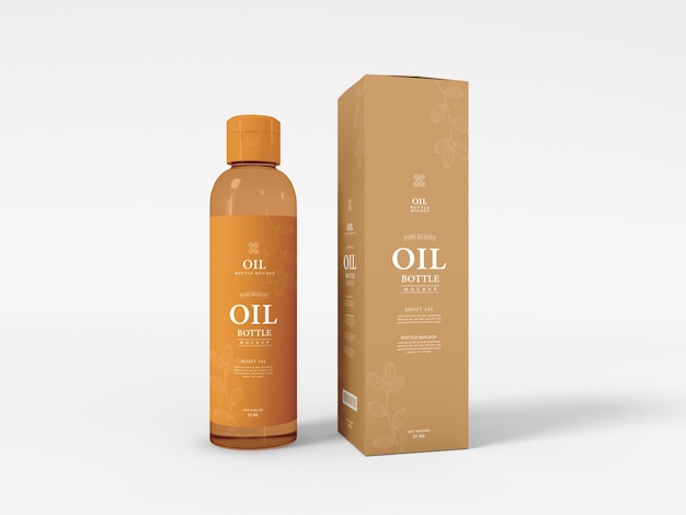 PSD transparent hair oil bottle packaging mockup