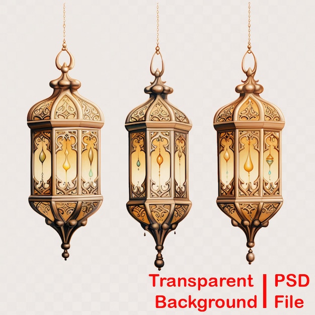 PSD transparent hd quality images of ramadan lanterns eid alfitr