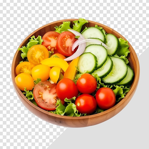 PSD transparent healthy green salad bowl isolated on white background