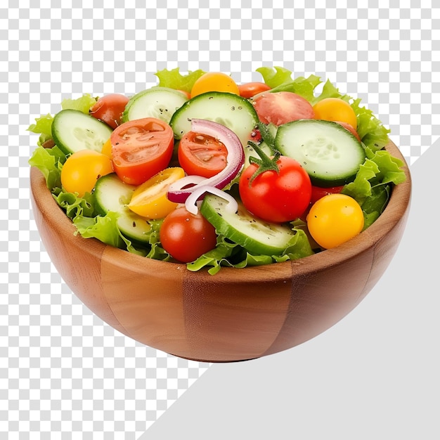 PSD transparent healthy green salad bowl isolated on white background