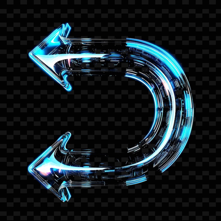 PSD transparent holographic gleaming undo icon with outlined des outline y2k shape trending decorative
