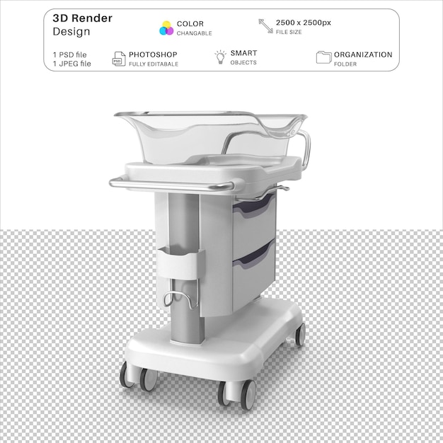 PSD 透明な病院のベッシネット 3dモデリング psdファイル