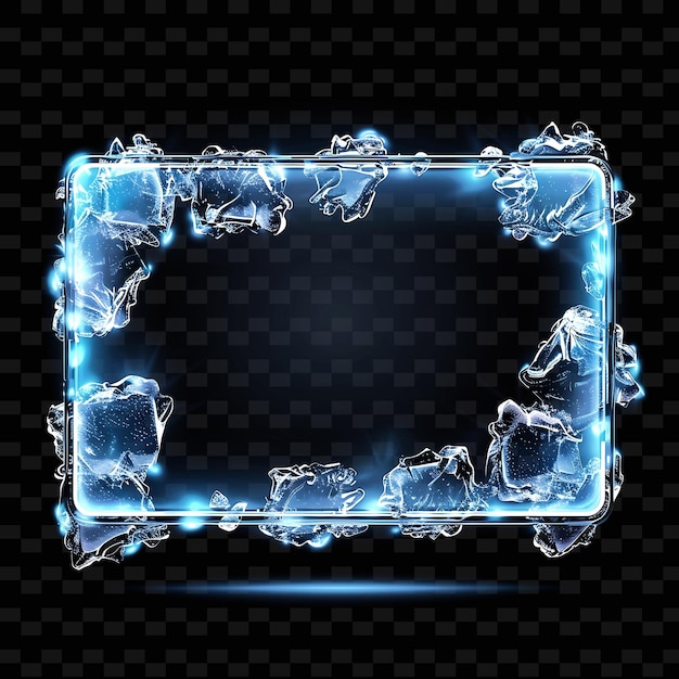 PSD Прозрачный ледяной знак с ледяной кристаллической формой доски рамка y2k форма креативная декорация таблички