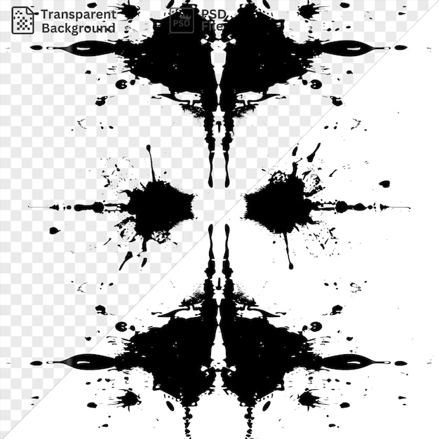 Modelli di macchie di inchiostro trasparenti simbolo vettoriale rorschach bianco e nero una farfalla