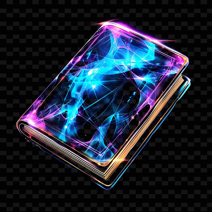 PSD transparent iridescent glowing silk book icon with filled de outline y2k shape trending decorative