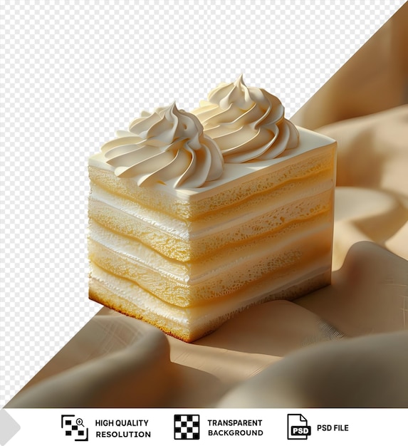 Torta di johnnycake trasparente con glassa bianca seduta su un panno