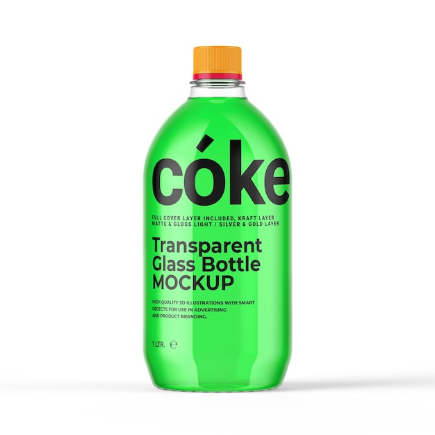 transparent juice and water bottle psd mockup