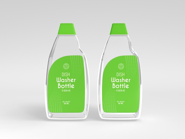 transparent liquid dish wash bottle packaging mockup