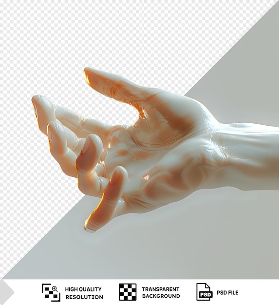 PSD l'uomo trasparente tocca la mano con un percorso di ritaglio con un dito e una gamba di mostro bianco png