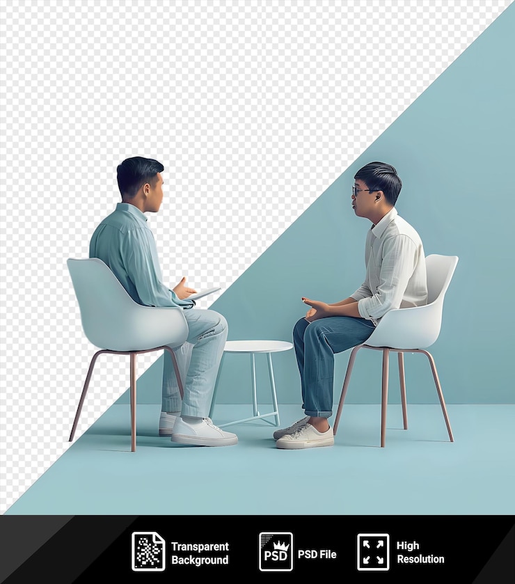 PSD 精神科医に会って自分の問題について話す透明な男 png psd