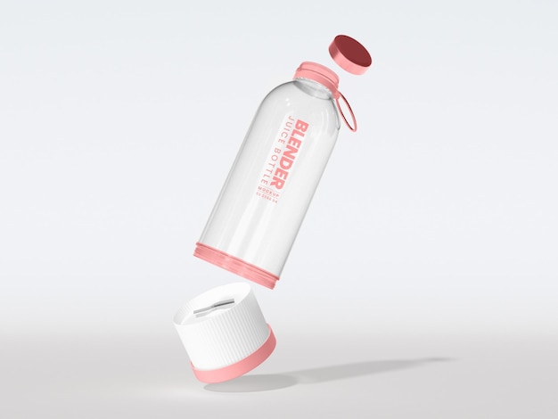 Transparent mini blender juice bottle branding mockup