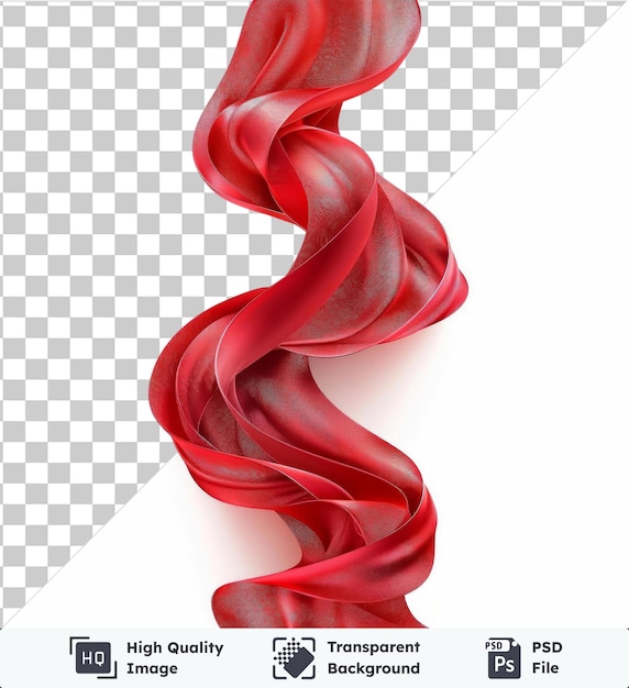 Transparent object abstract ribbon twists vector symbol satin red color on a isolated background