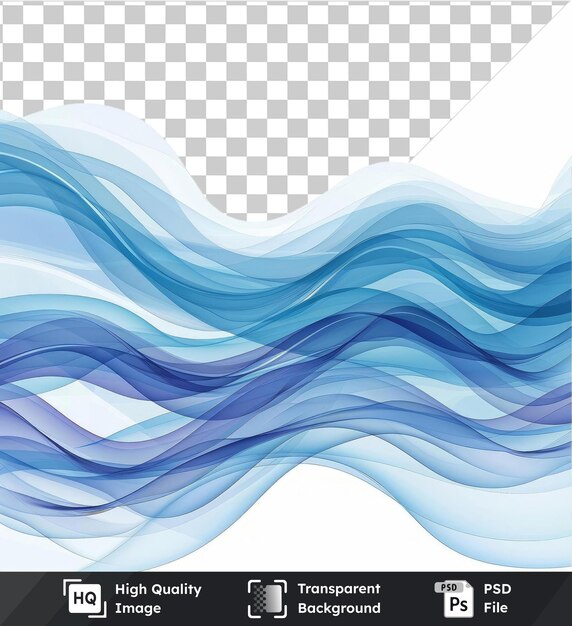 PSD transparent object abstract wave patterns vector symbol oceanic blue waves on a isolated background