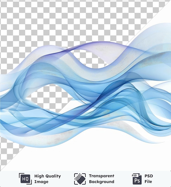 PSD transparent object abstract wave patterns vector symbol oceanic blue waves on a isolated background