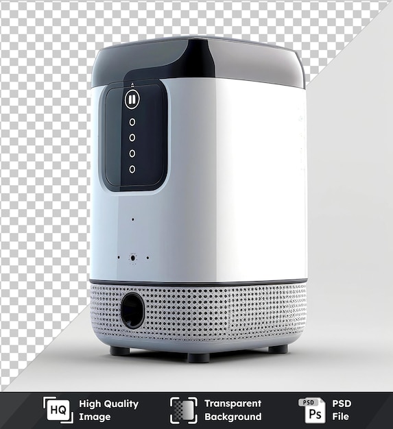 transparent object air purifier isolated on transparent background placed on gray and with a black