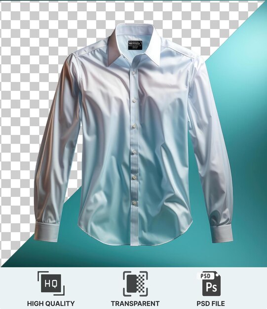 PSD transparent object on a blue background a white shirt with a white collar