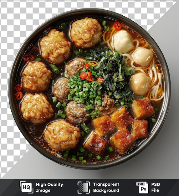 PSD transparent object bowl of bakso for ramadan breaking fast