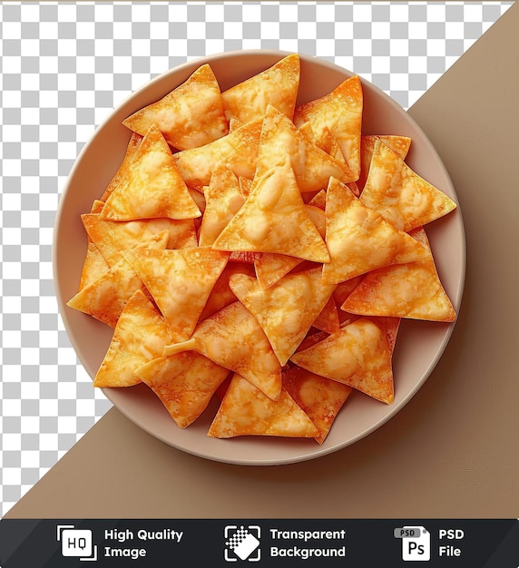 PSD transparent object cheese nachos on a white plate