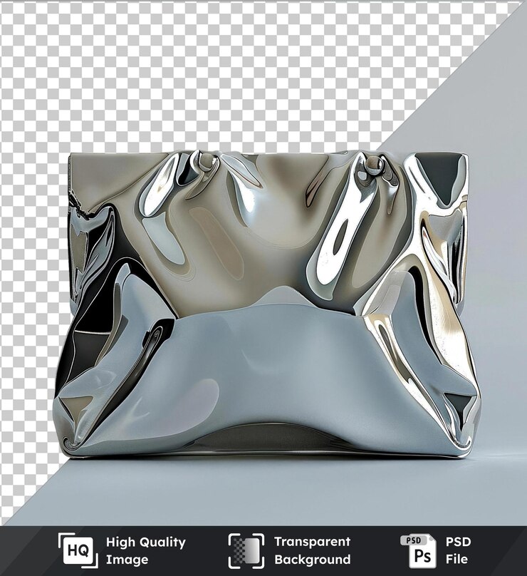 PSD transparent object clutch bag on a gray background