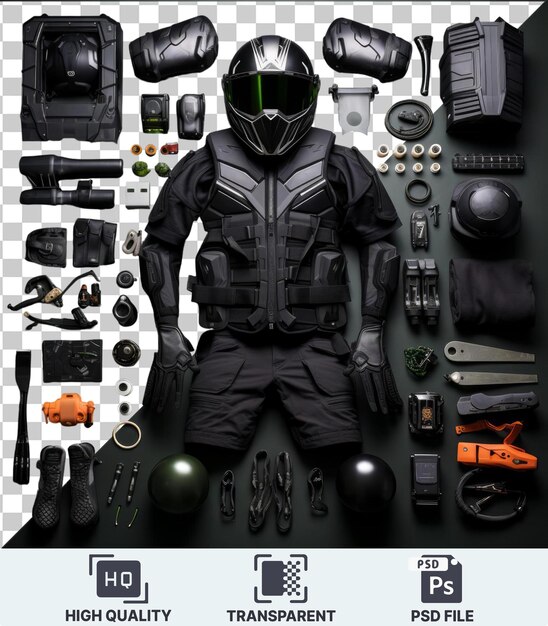 PSD transparent object custom motorcycle gear and accessories set