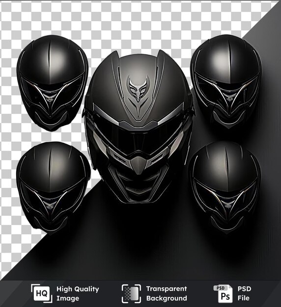 PSD transparent object custom motorcycle helmet design set all black