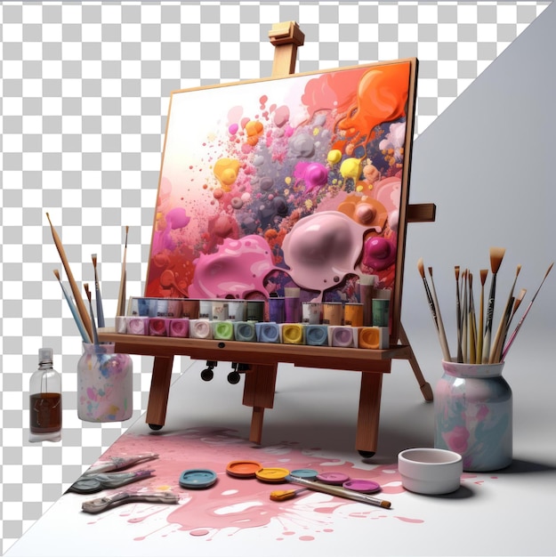 Transparent object d painter cartoon creating a masterpiece on a canvas photo 38