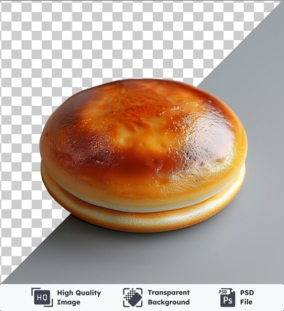 PSD transparent object dorayaki an orange donut casts a dark shadow on a white surface