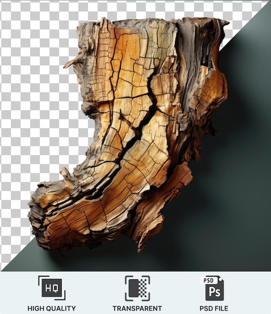 Transparent object in the form of a broken tree trunk