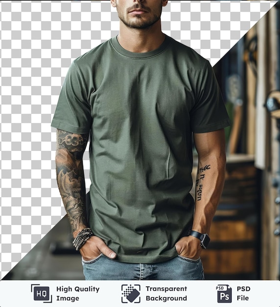 Transparent object front view capture a premium t shirt olive technical materials fabric label brand name brand name brand name brand name brand name brand name