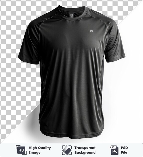 Transparent object front view capture a premium t shirt onyx technical materials fabric label