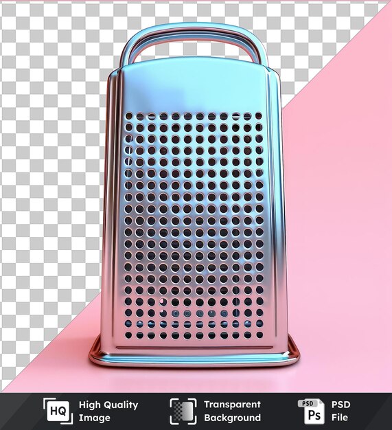 Transparent object grater like object on a pink background