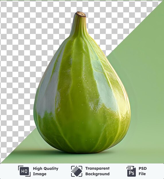 PSD transparent object green fig fruit on a green background