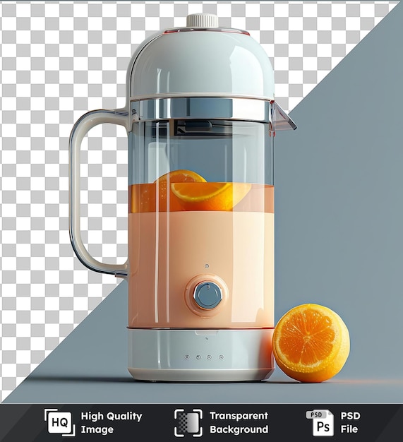 transparent object juicer orange juice in a glass