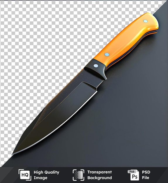 PSD transparent object kitchen knife with orange steel blade with saved path