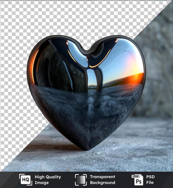 PSD transparent object love box in the shape of a heart